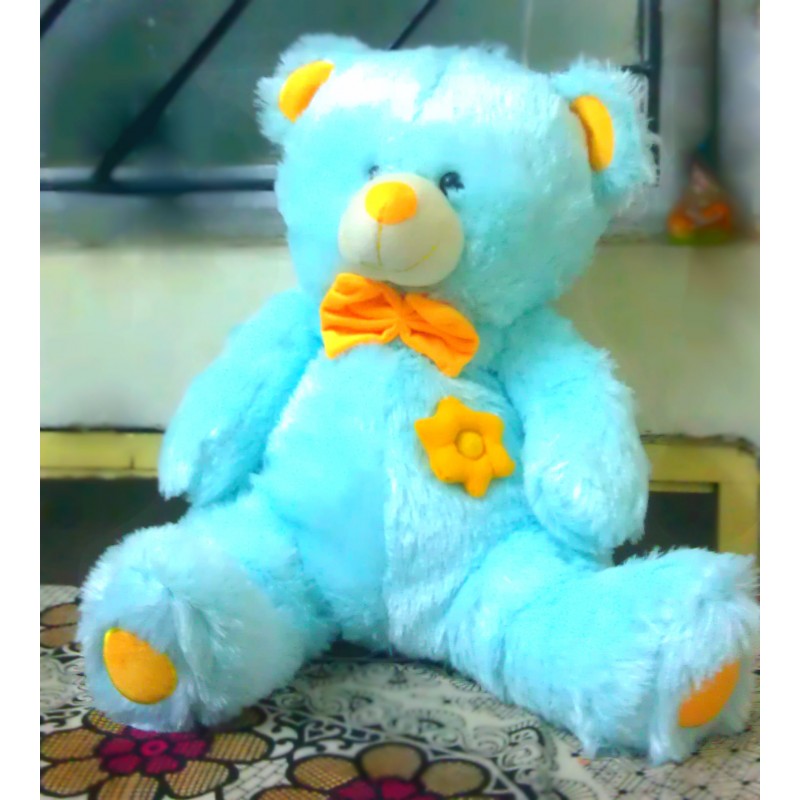 blue and yellow teddy bear