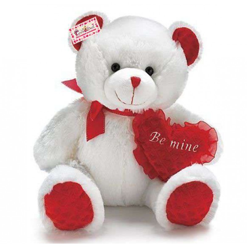 cute white teddy bears with hearts
