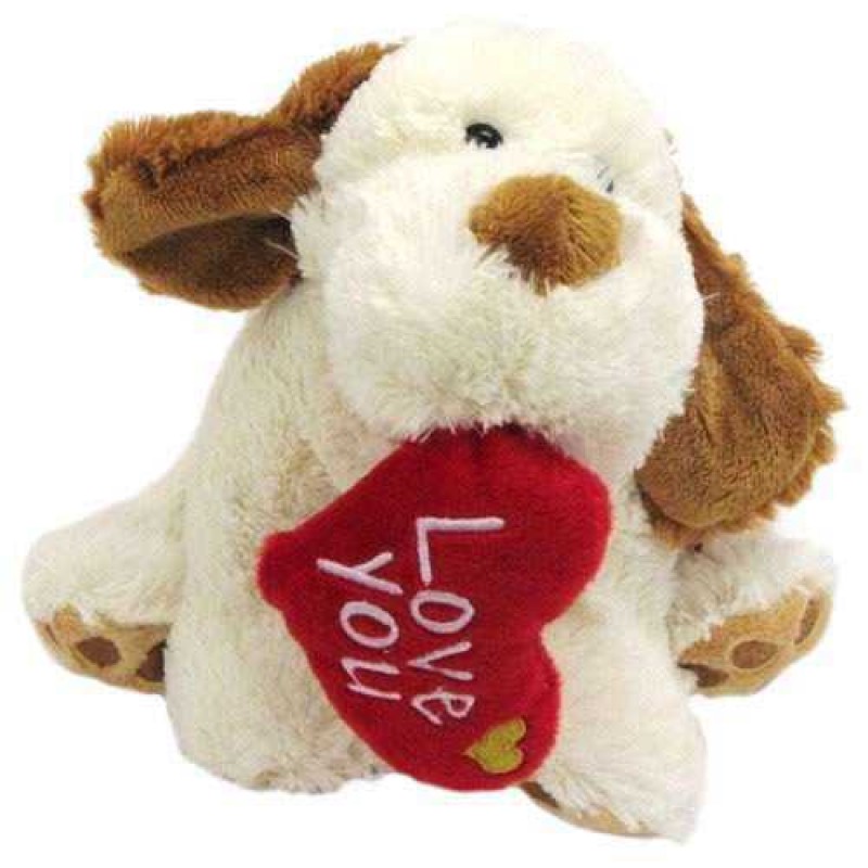 Buy White and Brown 15 Inch Dog Soft Toy with Red Love You Heart Online ...