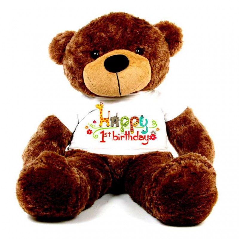 Buy Brown 5 feet Big Teddy Bear wearing a First Happy Birthday T-shirt ...