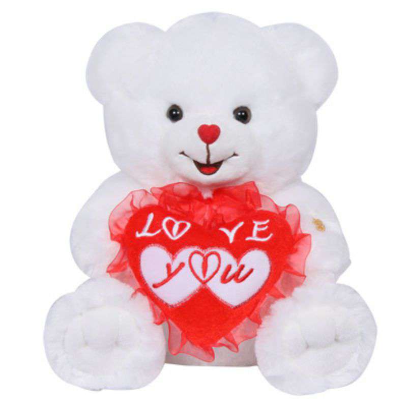 Buy 15 Inch White Teddy Bear holding Love You Heart Online at Lowest ...