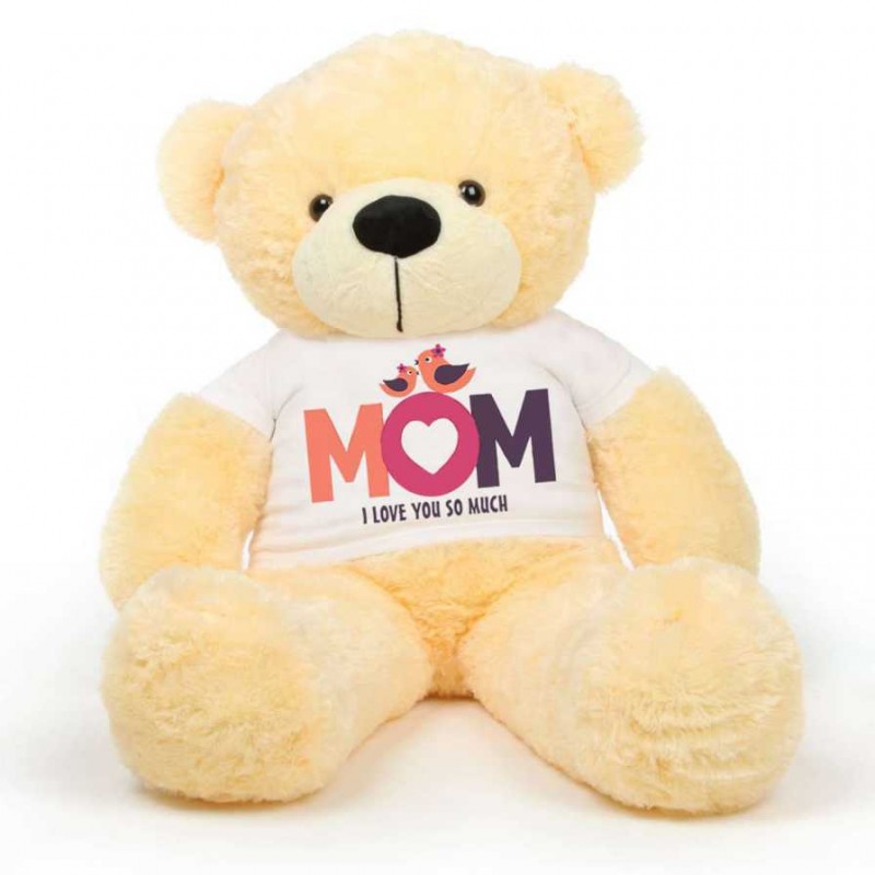 Buy 2 feet big peach teddy bear wearing Happy Mothers Day designer heart  T-shirt Online at Lowest Price in India